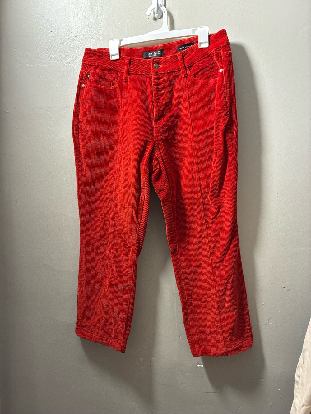 Judy Blue Red Corduroy Ankle Straight Pants
